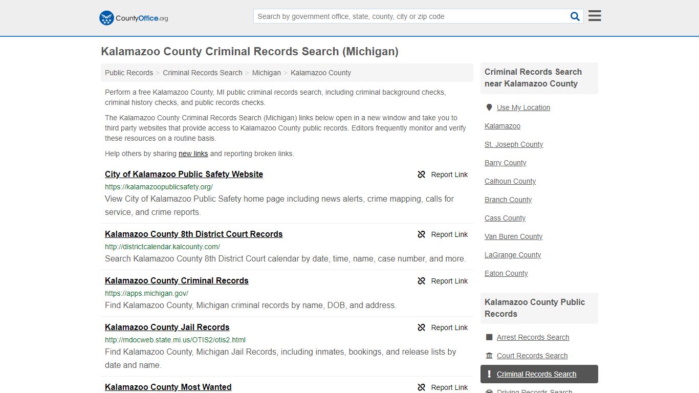 Criminal Records Search - Kalamazoo County, MI (Arrests ...